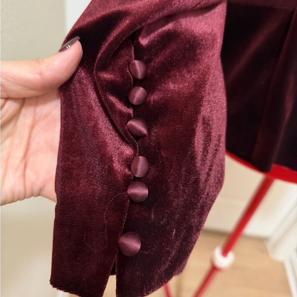 Laundry By Shelli Segal Deep Red/Burgundy Velvet Blazer, sz L - Picture 5 of 8